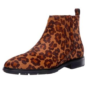 Via Spiga Emelin Cheetah Print Leather Ankle Boot Bootie Size: 8